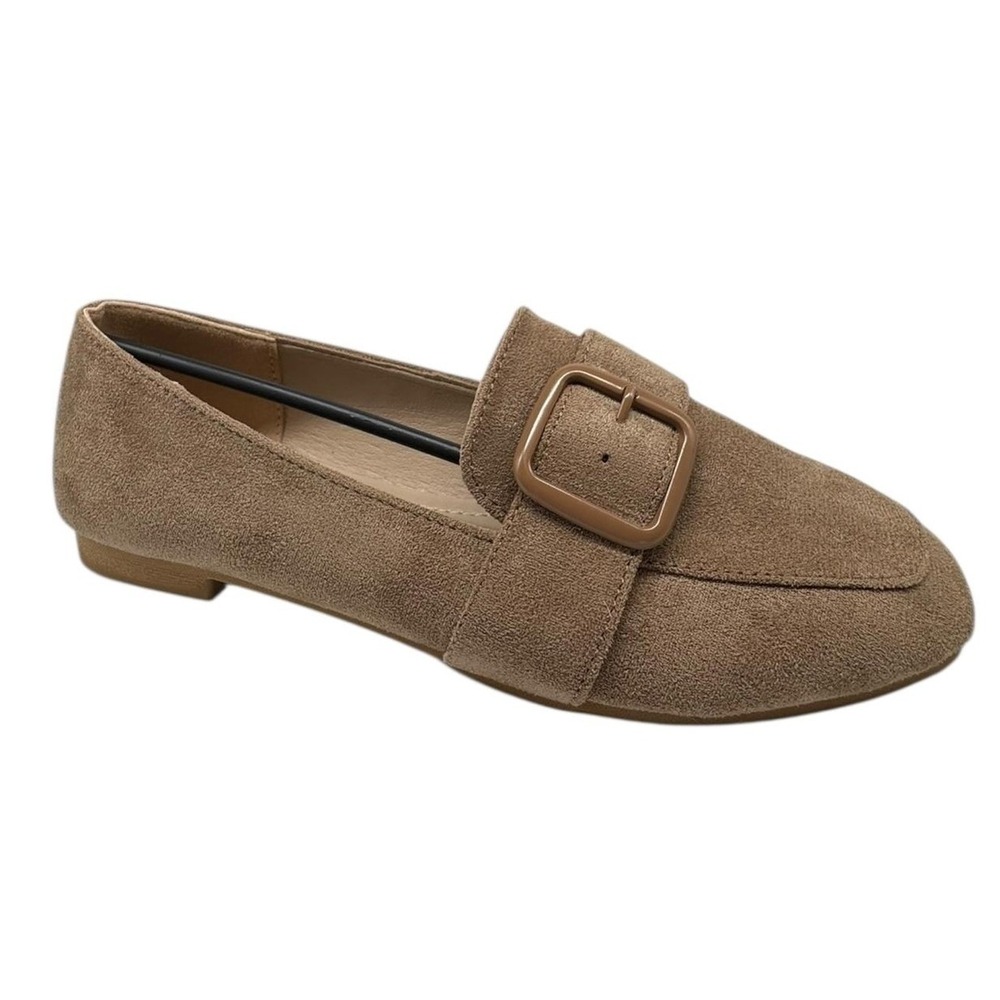 YOKI EDLINE-27 Women's Flat Loafer with Buckle, Beige, 6 M US